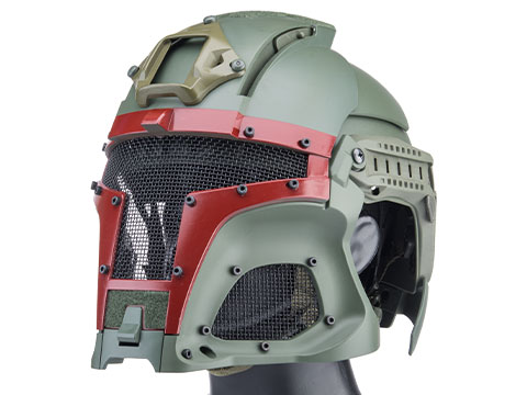 Matrix Medieval Iron Warrior Full Head Coverage Helmet / Mask / Goggle Protective System (Color: Bounty Hunter Green)