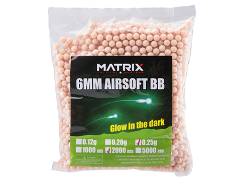 Matrix Match Grade 6mm Glow-in-the-Dark Airsoft Tracer BB (Model: 0.25g Red 2000rds)