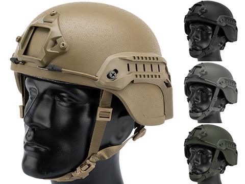 Matrix MICH 2000 Fiberglass Airsoft Helmet w/ NVG Mount & Side Rail (Color: Black)