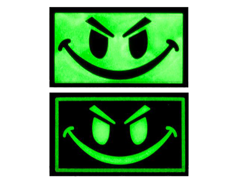 Matrix Smiley Face Glow in the Dark PVC IFF Hook and Loop Patch 