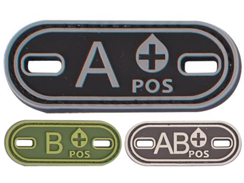 Matrix Oval Blood Type PVC Hook and Loop Patch (Type: O POS / Black)