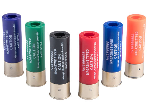 Matrix 15 Round Shotgun Shell Magazines for Spring Powered Airsoft Shotguns (Color: Assorted / Pack of 6)