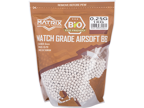 Matrix Match Grade Plant-Based 6mm Airsoft BBs (Weight: .25g / 4000 Rounds / Natural Sand Color)