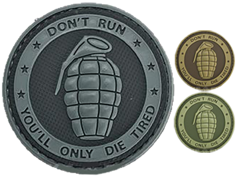 Matrix Don't Run, You'll Only Die Tired PVC IFF Hook and Loop Patch (Color: Grey)