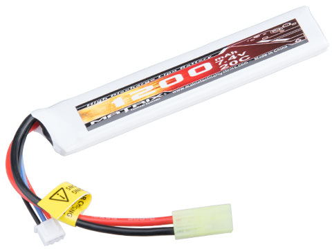 Matrix High Performance 7.4V Stick Type Airsoft LiPo Battery (Model: 1200mAh / 20C / Flat / Small Tamiya & Long Wire)