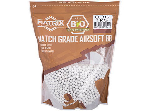 Matrix Match Grade Plant-Based 6mm Airsoft BBs (Weight: .30g / 3300 Rounds / White)