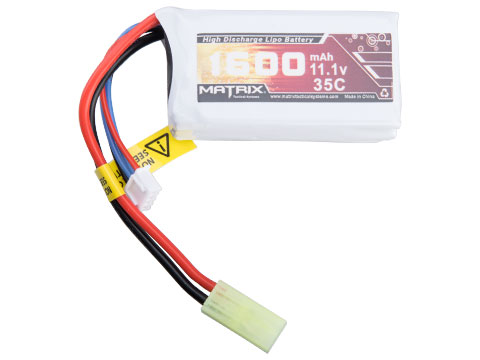 Matrix High Performance 11.1V PEQ Type Airsoft LiPo Battery (Model: 1600mAh - 35C / Small Tamiya)