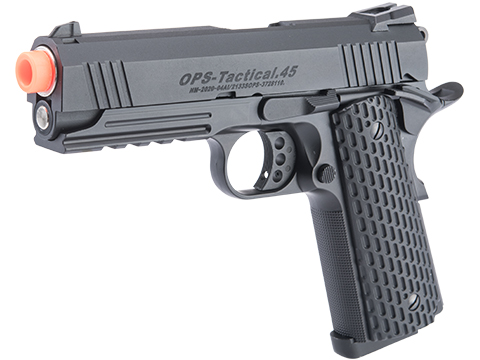 Matrix 1911 4.3 OPS Tactical Gas Blowback Airsoft Pistol (Model: Railed / Pitted Pattern Grips)