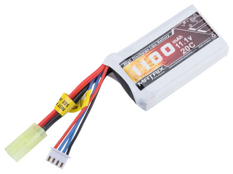 Matrix High Performance 11.1V PEQ Type Airsoft LiPo Battery (Model: 1100mAh - 15C / Small Tamiya & Short Wire)