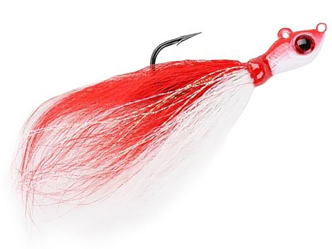 Mustad Saltwater Big Eye Bucktail Jig (Color: Red-White / 2oz)