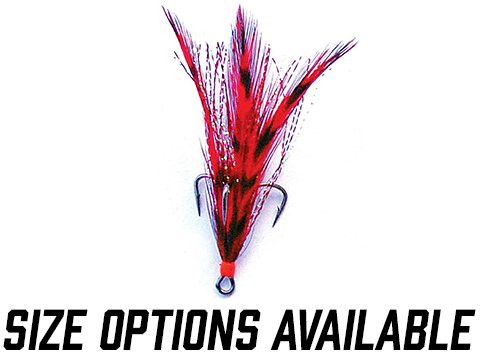Mustad Dressed Treble with Black Nickel Hook and Red Grizzly Feathers  