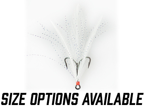 Mustad Dressed Treble with Black Nickel Hook and White Grizzly Feathers  
