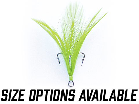 Mustad Dressed Treble with Black Nickel Hook and White Chartreuse Feathers  