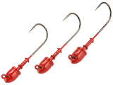 Mustad Bullet Head 3/8 OZ 1X Strong - Pack of 3 (Color: Red UV with Red Eyes / Size 4/0)