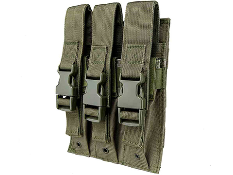 VISM by NcStar Triple Hicap Pistol / SMG Magazine Pouch (Color: OD Green)