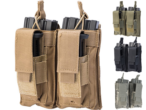 VISM by NcSTAR MOLLE Double Kangaroo M16 & Pistol Mag Pouch (Color: Black)