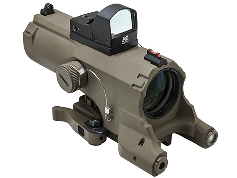 NcStar / VISM ECO 4x34 Scope w/ Green Laser, Nav LED, and Blue Illuminated Reticle and Micro Dot (Color: Tan / Urban Tactical Reticle)