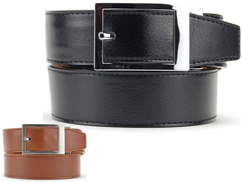 NexBelt PreciseFit� Classic Micro Adjustment Ratcheting Leather Dress Belt (Color: Black w/ Chrome Buckle)