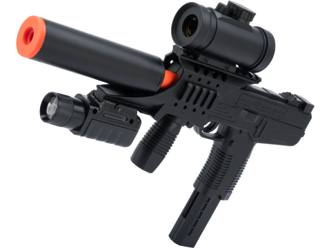 Double Eagle M30P Airsoft SMG w/ Mock Silencer Flaslight and Reddot Scope