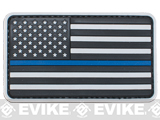 US Flag PVC Hook and Loop Rubber Patch (Color: Regular / Thin Blue Line)