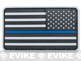 US Flag PVC Hook and Loop Rubber Patch (Color: Reverse / Thin Blue Line)