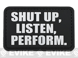 PVC Hook and Loop IFF Patch - Shut Up, Listen, Perform - Black