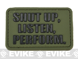 PVC Hook and Loop IFF Patch - Shut Up, Listen, Perform - OD Green