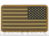 US Flag PVC Hook and Loop Rubber Patch (Color: Reverse / Brown and Tan)