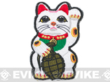 ORCA Industries Maneki Neko Lucky Cat Grenade Embroidered Hook and Loop Morale Patch