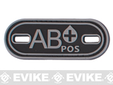 Matrix Oval Blood Type PVC Hook and Loop Patch (Type: AB POS / Black)