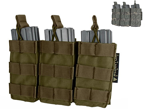 Phantom MOLLE Pouches - Tactical Open Top Triple AR / M4 / M16 Mag Pouch (Color: ACU)