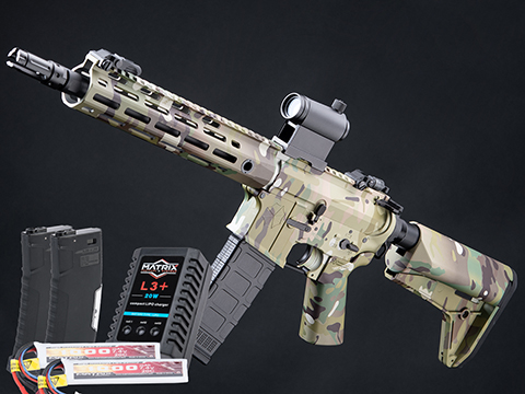 EMG Umbrella Corporation Weapons Research Group Licensed M4 M-LOK Airsoft AEG Rifle (Color: Multicam / SBR / 350 FPS / Go Airsoft Package)