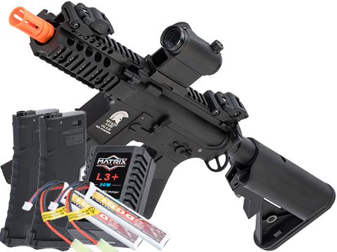Matrix / S&T Sportsline Metal-Bodied M4 RIS Airsoft AEG Rifle w/ G3 Micro-Switch Gearbox (Model: Black / DD5 PDW / Go Airsoft Package)