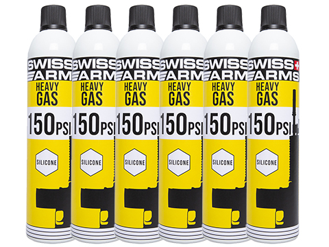 Swiss Arms Green Gas Bottle (Model: Lubricated / 600ml / 150 PSI / Pack of 6)