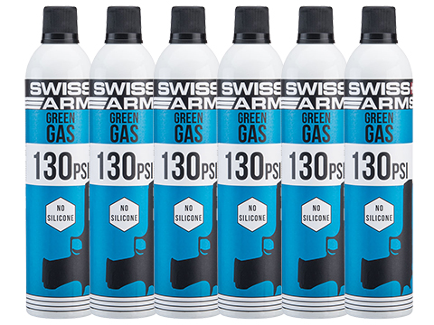 Swiss Arms Green Gas Bottle (Model: Non-Lubricated / 760ml / 130 PSI / Pack of 6)