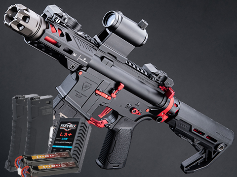 EMG / Strike Industries Licensed Tactical Competition AEG w/ G&P Ver2 - GATE Aster Gearbox (Model: CQB - 300 FPS / Red / Go Airsoft Package)