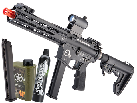 King Arms TWS 9mm Gas Blowback Airsoft Rifle (Model: Carbine / Black / Essentials Package)