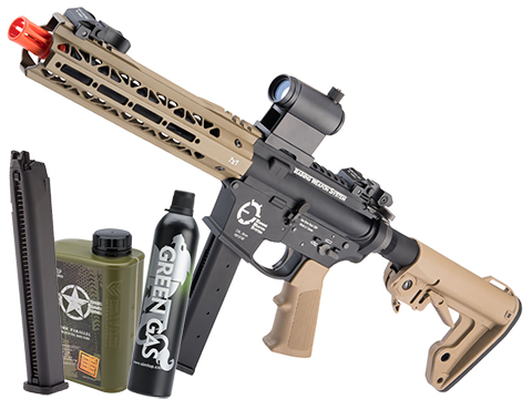 King Arms TWS 9mm Gas Blowback Airsoft Rifle (Model: Carbine / Dark Earth / Essentials Package)