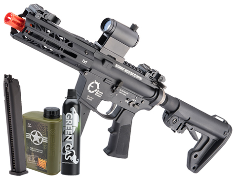 King Arms TWS 9mm Gas Blowback Airsoft Rifle (Model: SBR / Black / Essentials Package)