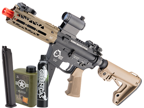 King Arms TWS 9mm Gas Blowback Airsoft Rifle (Model: SBR / Dark Earth / Essentials Package)