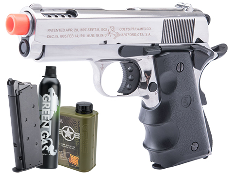 Cybergun Colt Licensed 1911 Airsoft Gas Blowback Pistol (Color: Silver / SRV-10 / Gas / Essentials Pack)