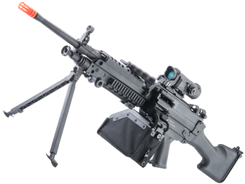 Cybergun FN Licensed M249 Featherweight Airsoft Machine Gun (Model: M249 E2 / <350 FPS / Add Black 2000rd Auto-Wind Sack Magazine)