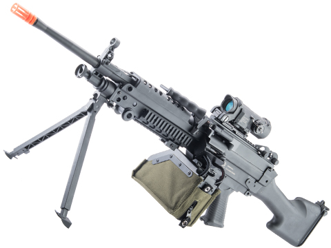 Cybergun FN Licensed M249 MINIMI Featherweight Airsoft Machine Gun (Model: M249 E2 / <350 FPS / Add OD 2000rd Auto-Wind Sack Magazine)