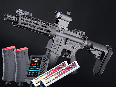 EMG Troy Industries Licensed SOCC M4 Carbine M-LOK AEG Rifle (Model: 7.6 RIS / Black / Go Airsoft Package)