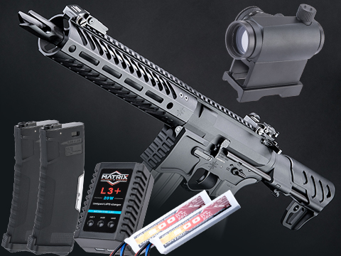 EMG Seekins Precision Licensed PDW SBR SP223 Advanced Airsoft M4 AEG Rifle w/ G2 Gearbox (Color: Black / 9 M-LOK / Go Airsoft Package)