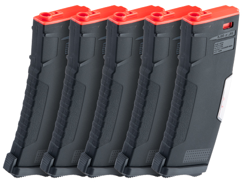 Evike.com BAMF GEN2 Polymer 190rd Mid-Cap Magazine for M4 Series Airsoft AEG Rifles (Model: Black Red / 5 Pack)