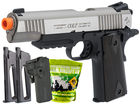 Colt Licensed 1911 Tactical Full Metal CO2 Airsoft Gas Blowback Pistol by KWC (Model: Dual-Tone / Carry Package)