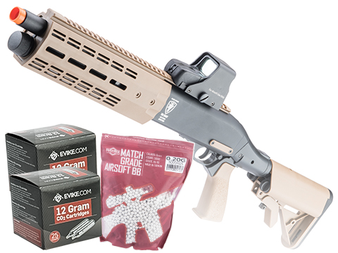 Elite Force GEN 2 Tactical Tri-Shot CO2 Powered Shotgun w/ M-LOK Handguard & Retractable Stock (Package: Skirmisher Package)
