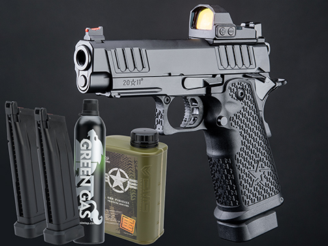 EMG Helios Staccato Licensed C2 Compact 2011 Gas Blowback Airsoft Pistol (Model: VIP Grip / Standard / Green Gas / Reload Package)