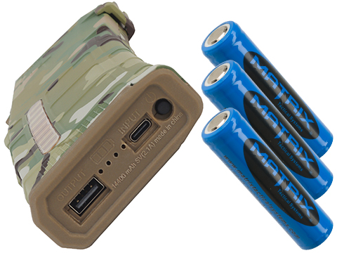 Matrix Dummy M4 Magazine 18650 Battery Power Bank (Color: Multicam / 3x Battery Package)